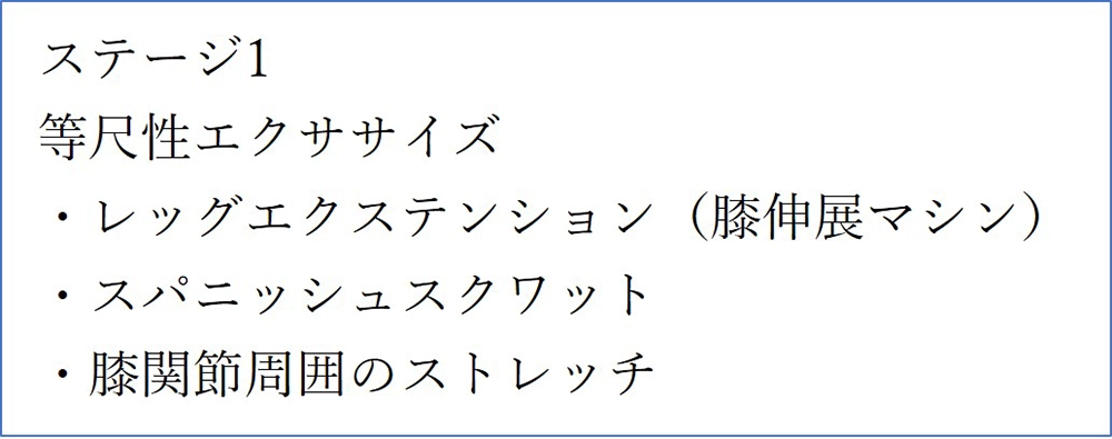ジャンパー膝リハビリテーション ステージ1